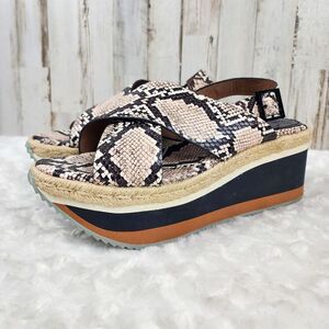 Enzo Angiolini Eva Snakeskin Wedge Sandals Size 10